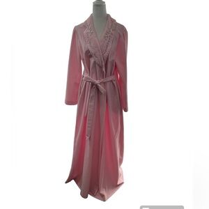 Vintage Shadowline Pink Fleece Embroidered Robe